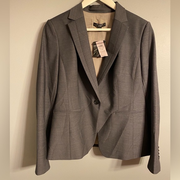 Petite Tropical Wool Pickstitched Blazer Jacket - Picture 1 of 3